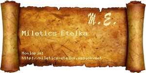 Miletics Etelka névjegykártya